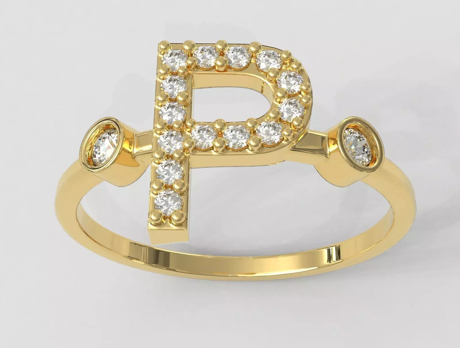 Diamond Letter Ring - P 3D print model_0
