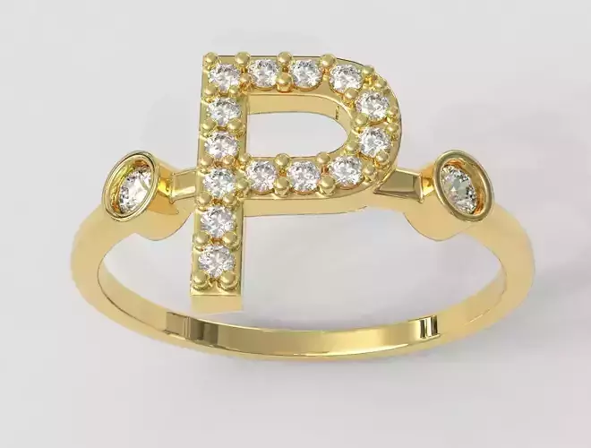 Diamond Letter Ring - P 3D print model