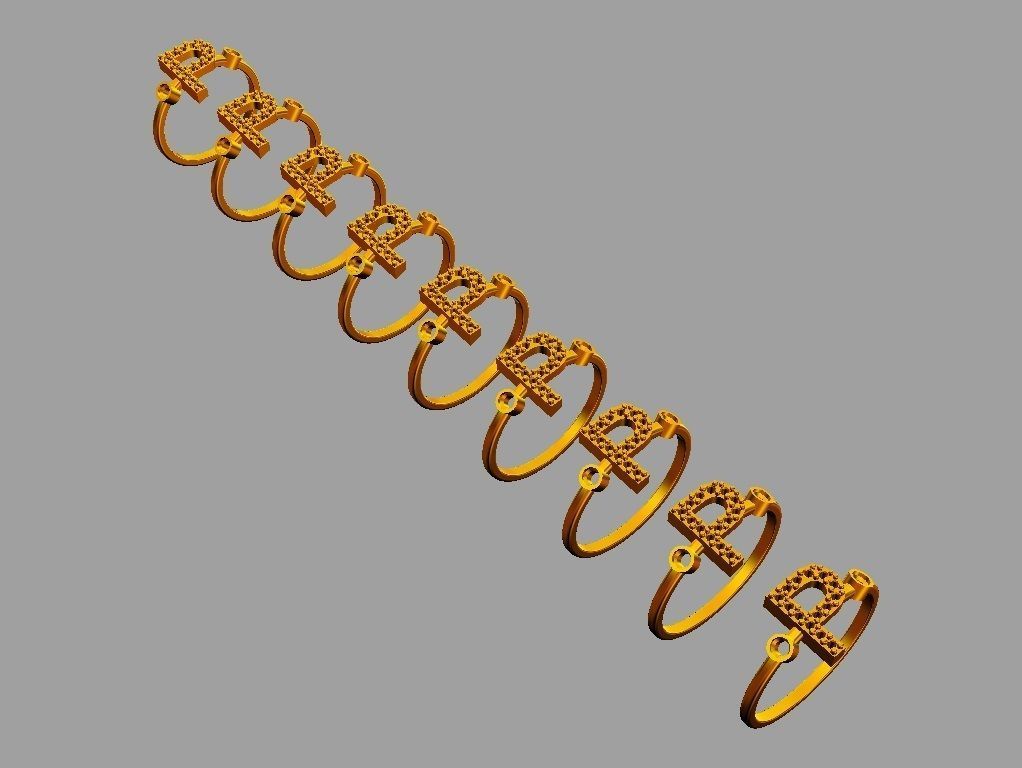 Diamond Letter Ring - P 3D print model_4