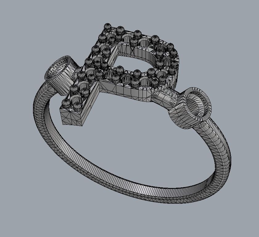 Diamond Letter Ring - P 3D print model_10