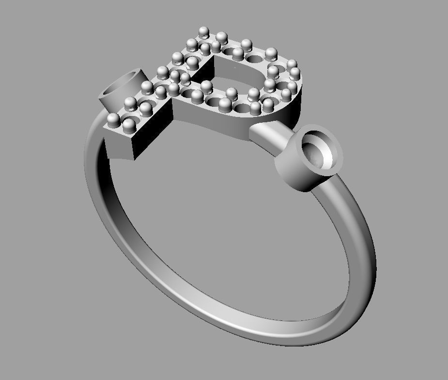 Diamond Letter Ring - P 3D print model_14