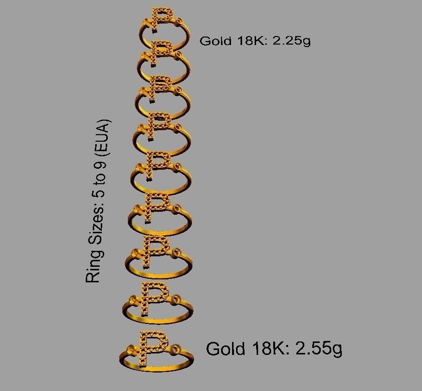 Diamond Letter Ring - P 3D print model_3