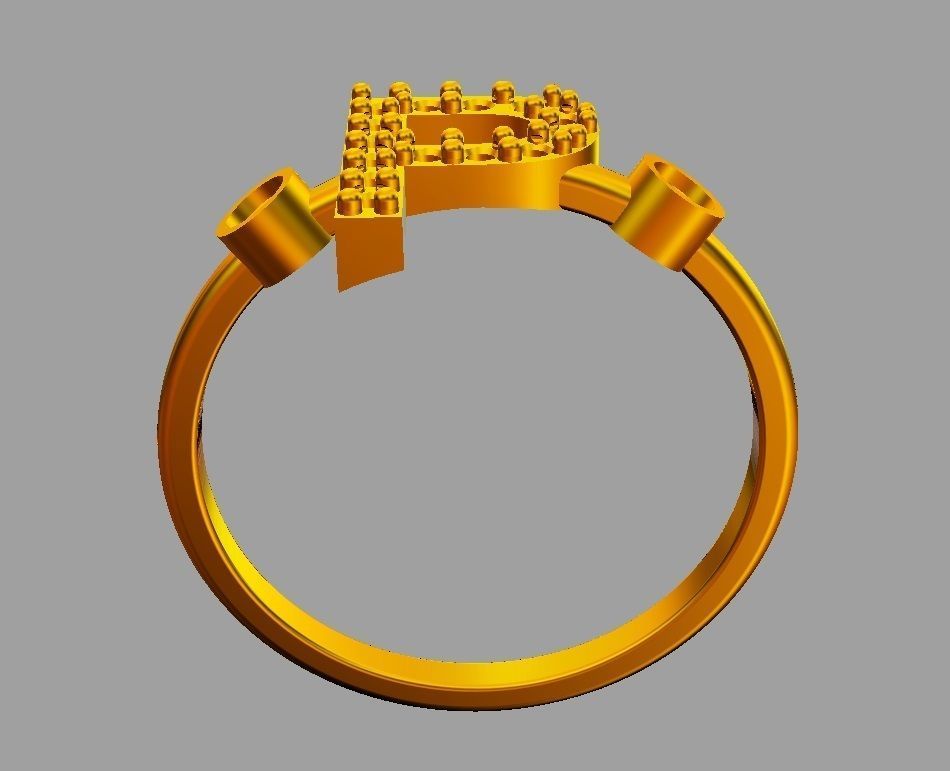 Diamond Letter Ring - P 3D print model_7