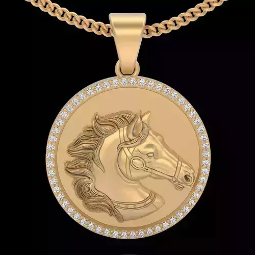 Horse  pendant silver gold printable jewelry 3D model