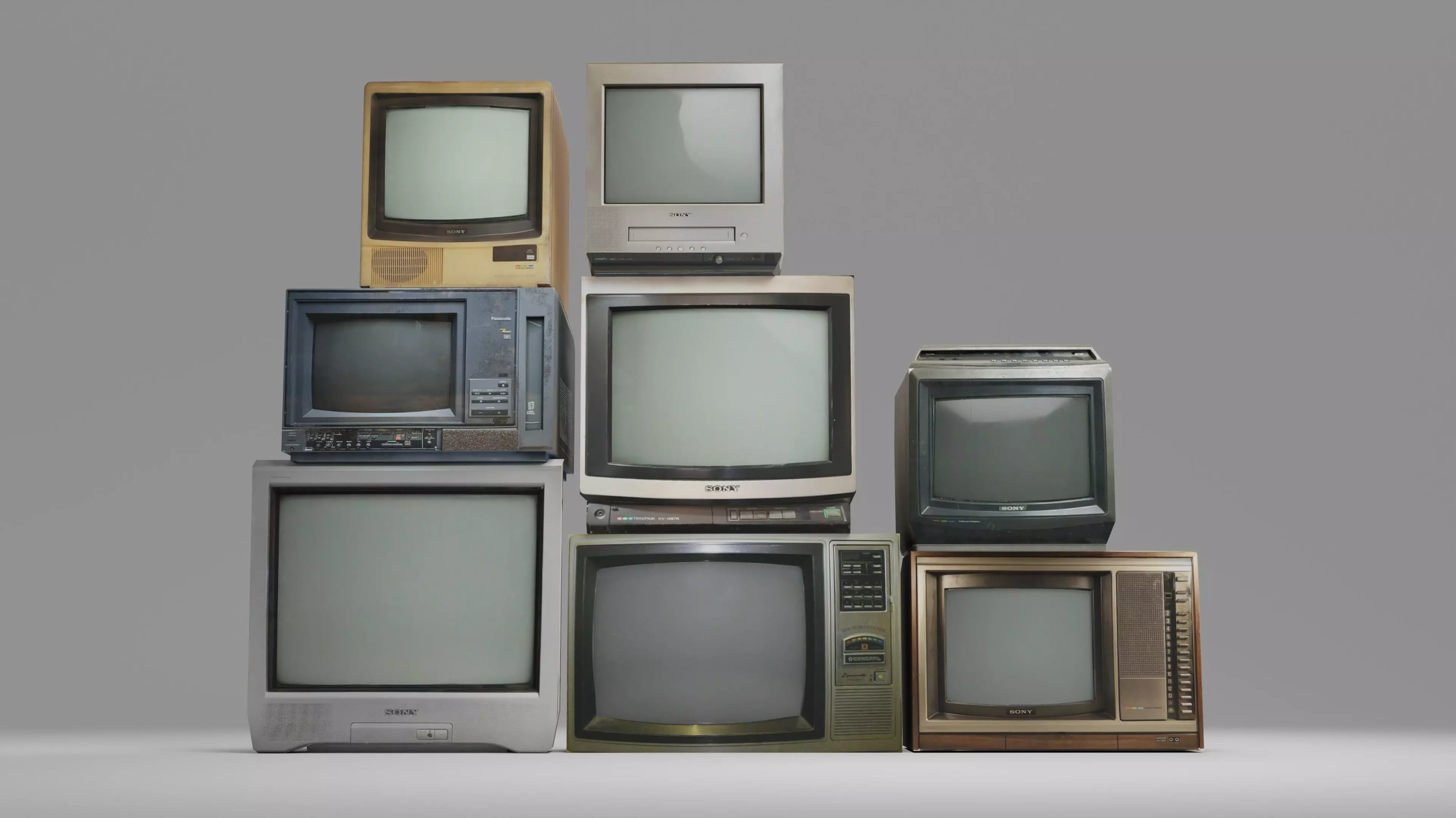 8 Televisions Pack Low-poly 3D model