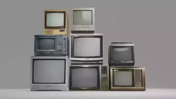 8 Televisions Pack Low-poly 3D model