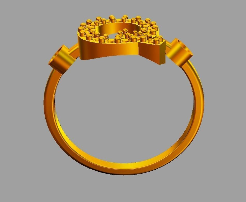 Diamond Letter Ring - Q 3D print model_7