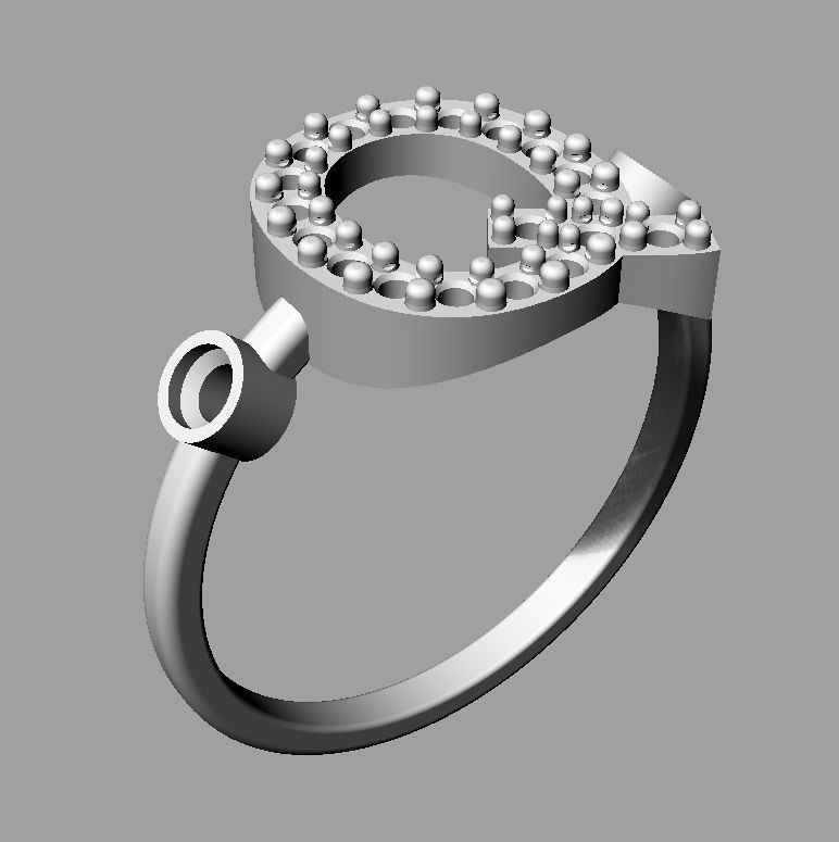 Diamond Letter Ring - Q 3D print model_14