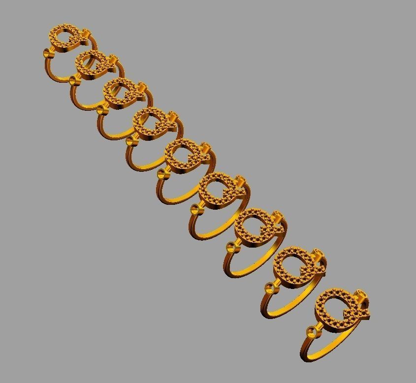 Diamond Letter Ring - Q 3D print model_3