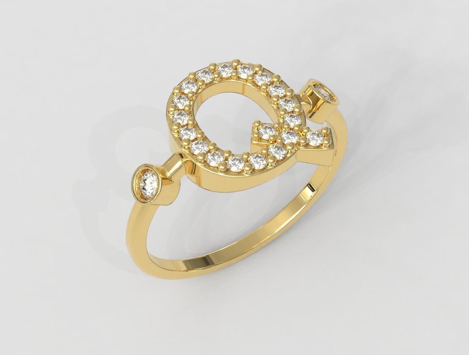 Diamond Letter Ring - Q 3D print model_1