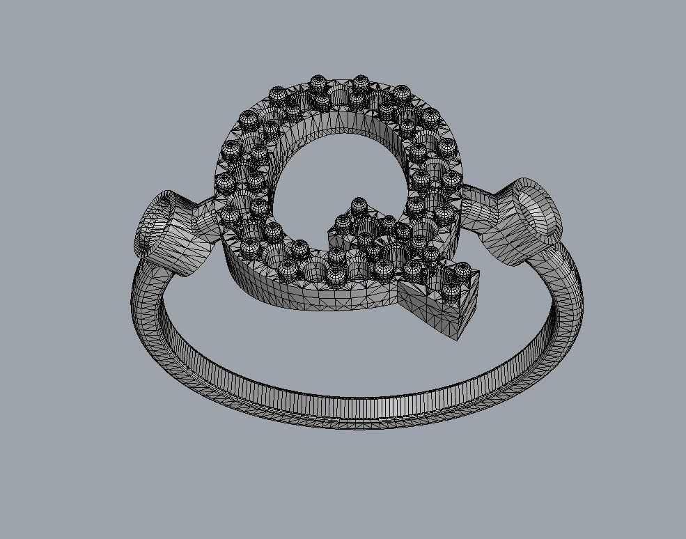 Diamond Letter Ring - Q 3D print model_10