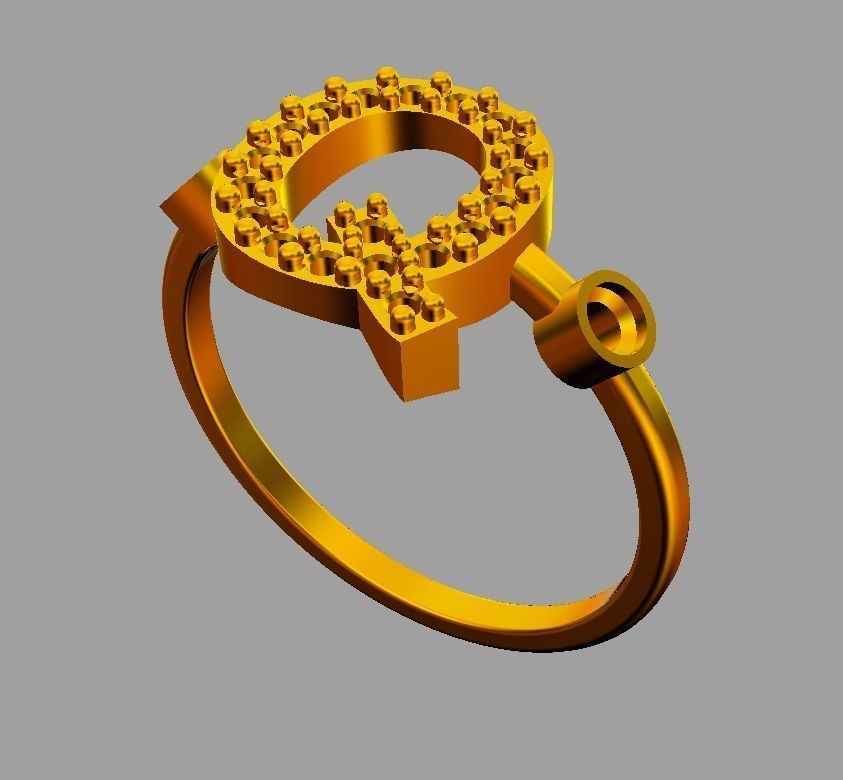 Diamond Letter Ring - Q 3D print model_8
