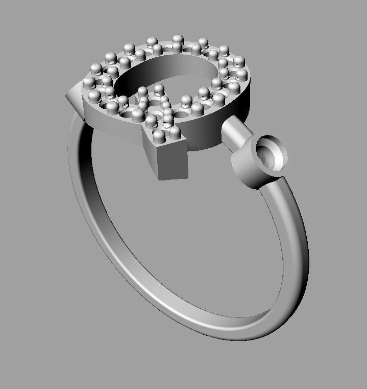 Diamond Letter Ring - Q 3D print model_12