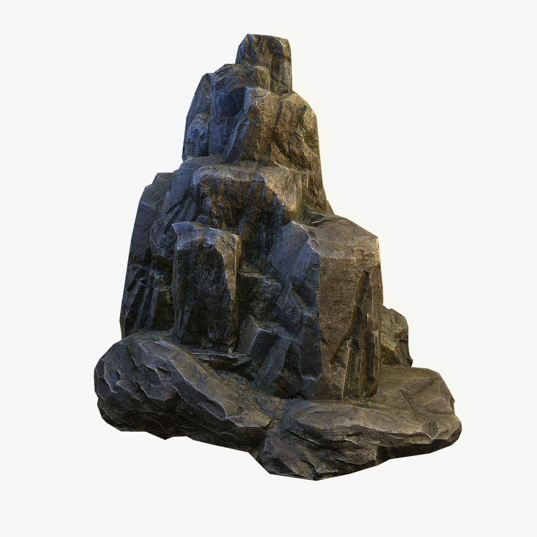 Mossy Boulder 1 Low-poly 3D model_2