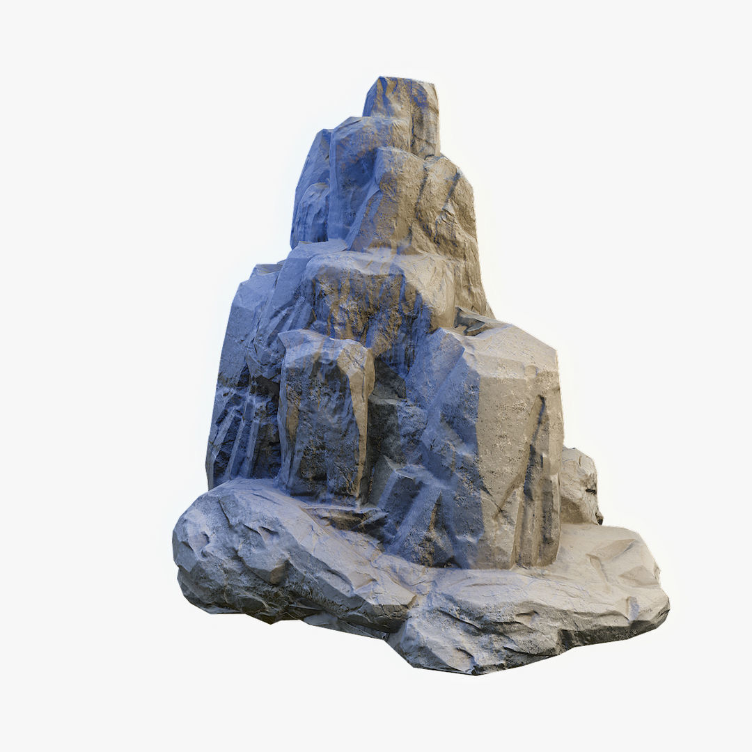 Mossy Boulder 1 Low-poly 3D model_5