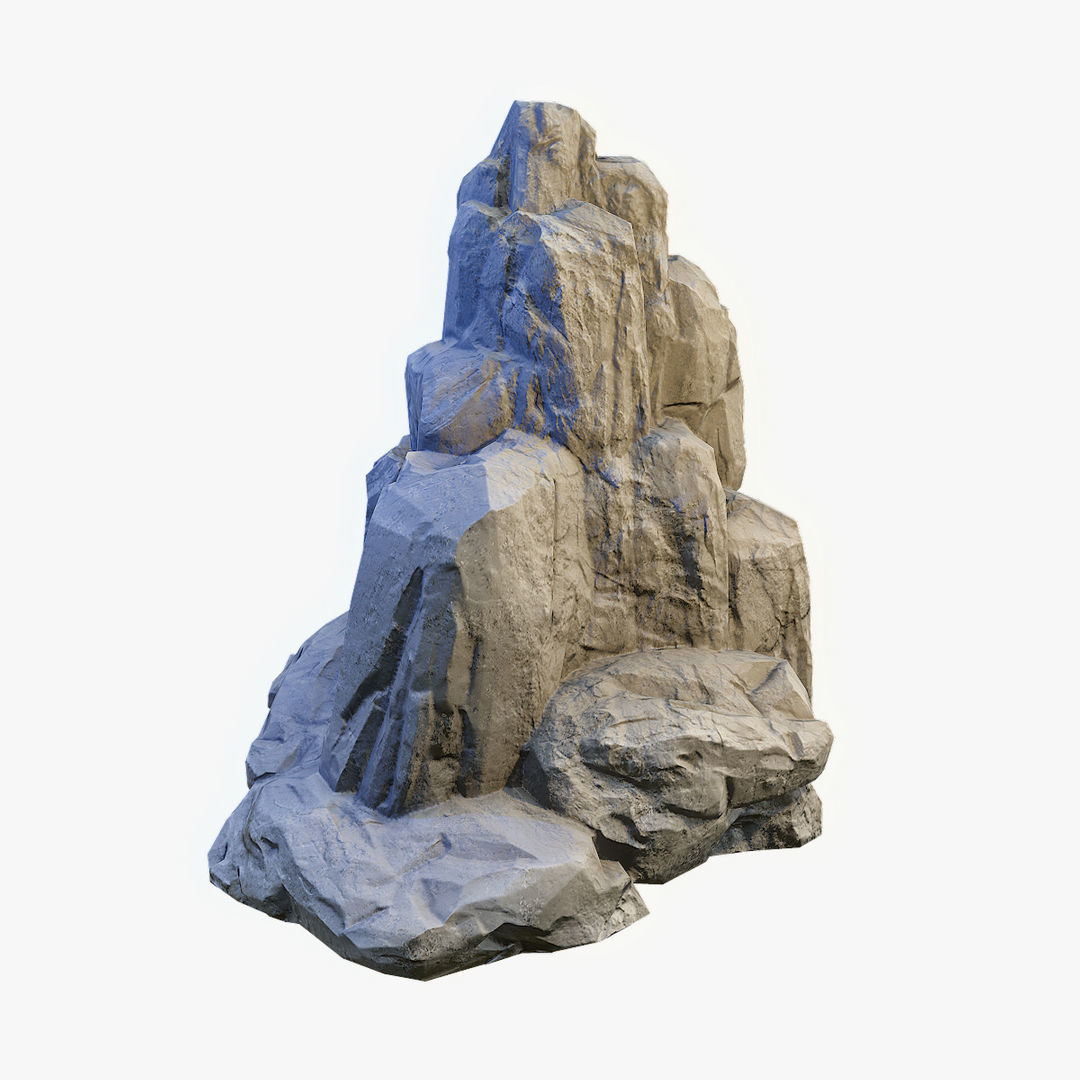 Mossy Boulder 1 Low-poly 3D model_4
