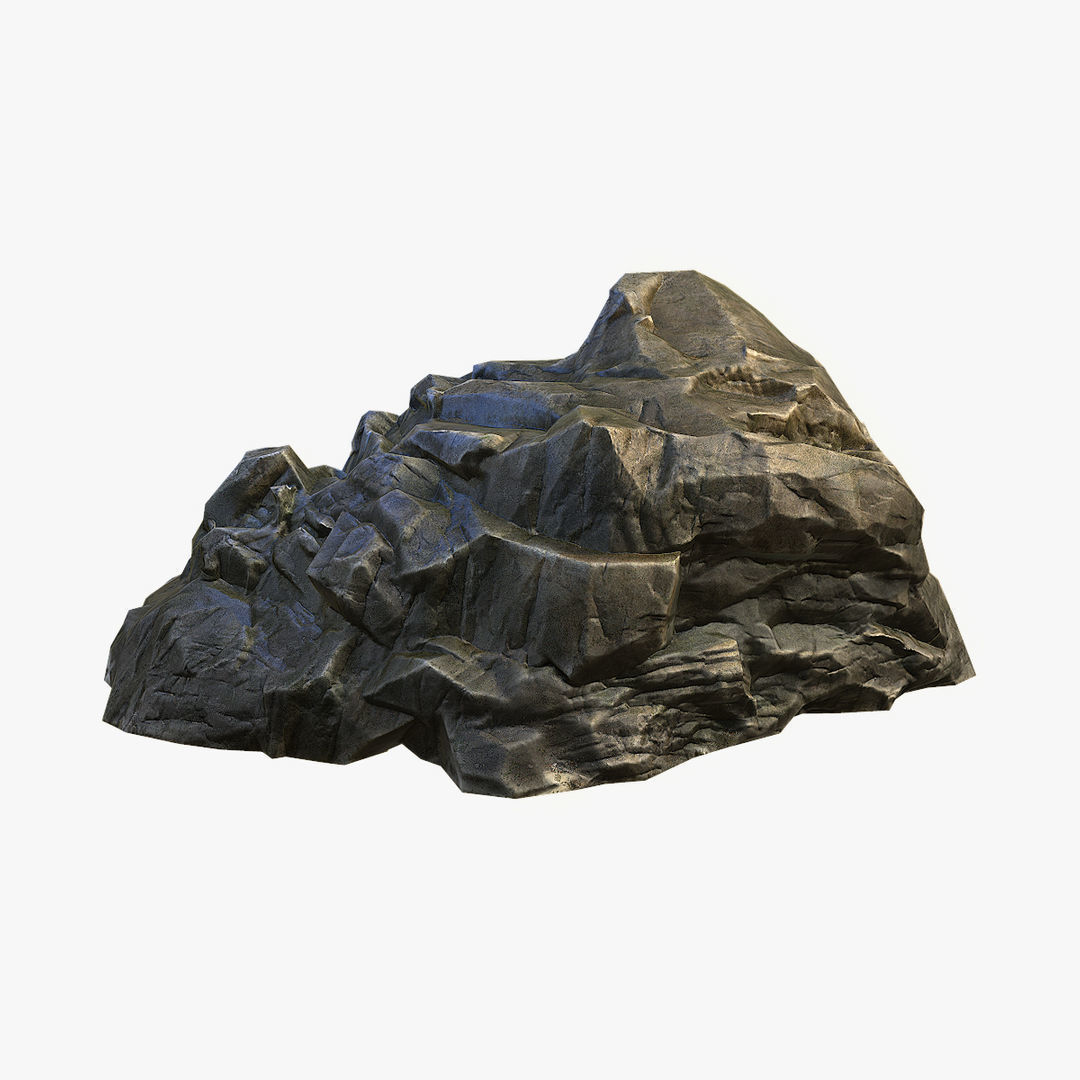 Mossy Boulder 2 Low-poly 3D model_4