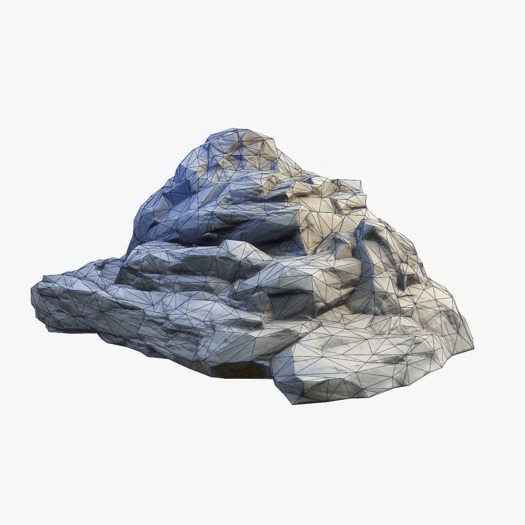 Mossy Boulder 2 Low-poly 3D model_8