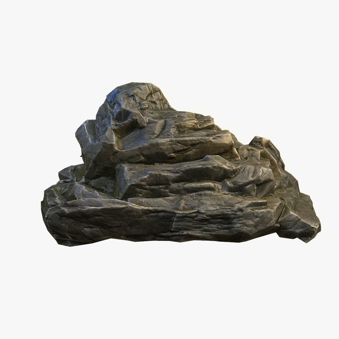 Mossy Boulder 2 Low-poly 3D model_1