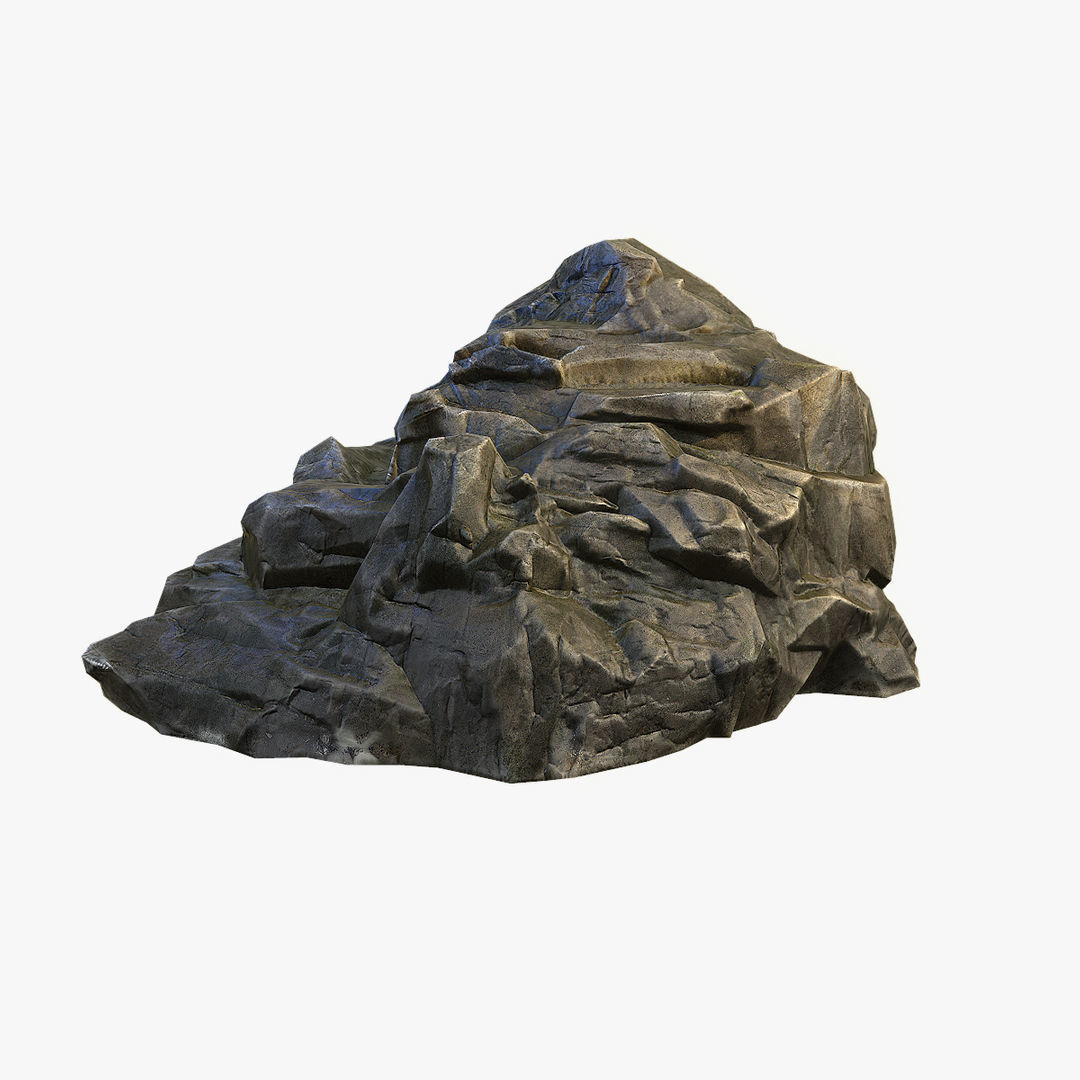 Mossy Boulder 2 Low-poly 3D model_5