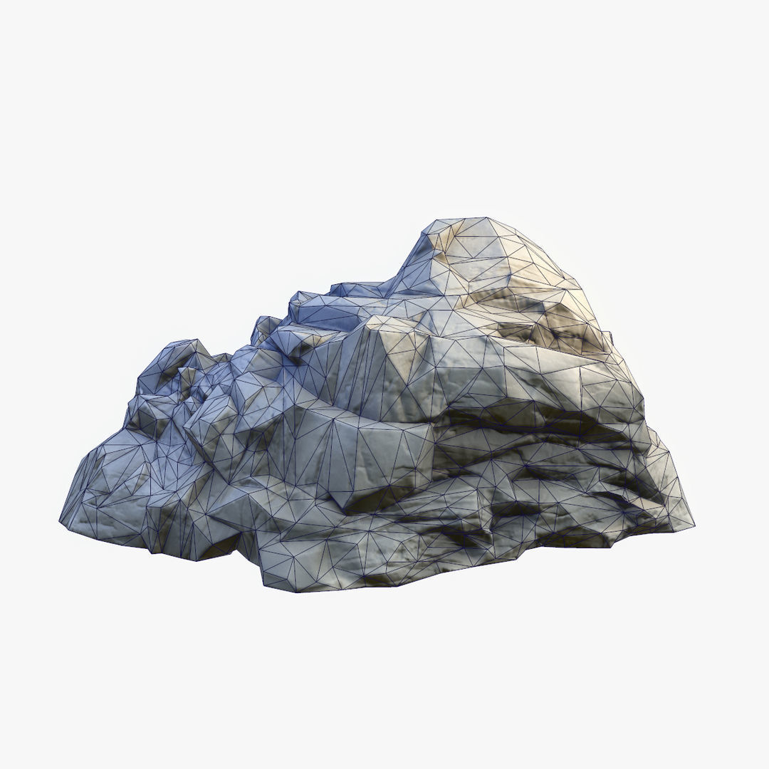 Mossy Boulder 2 Low-poly 3D model_7
