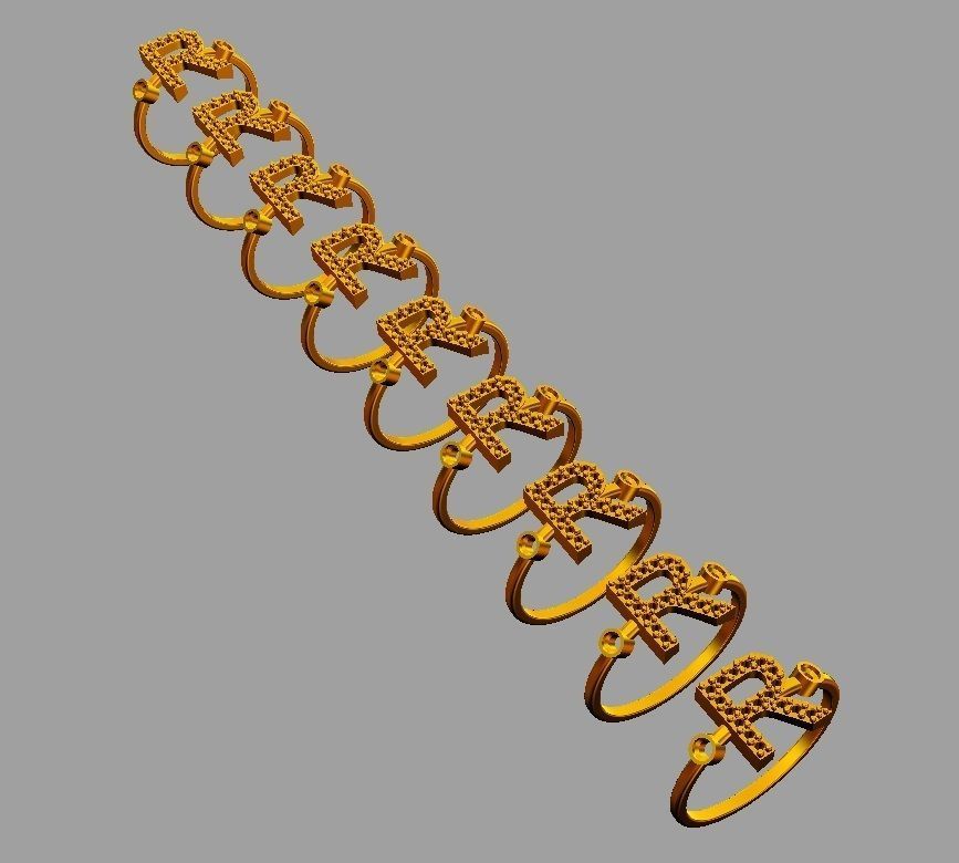 Diamond Letter Ring - R 3D print model_5
