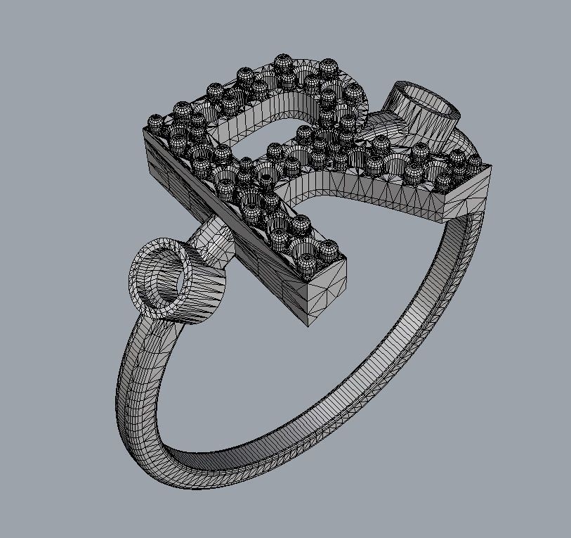 Diamond Letter Ring - R 3D print model_11