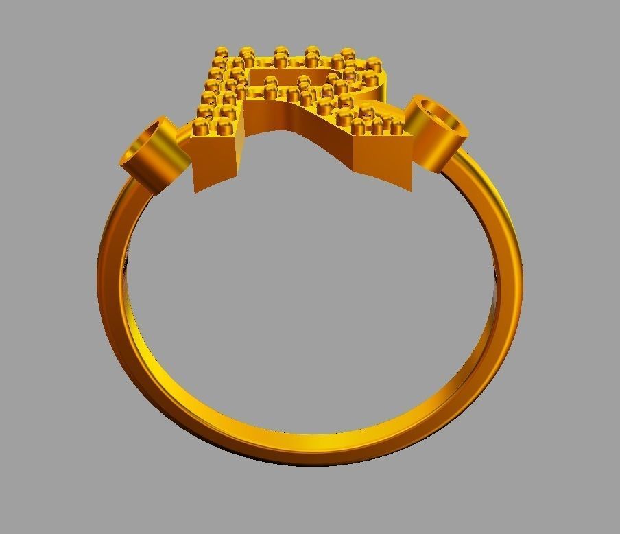 Diamond Letter Ring - R 3D print model_9
