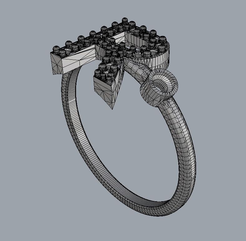 Diamond Letter Ring - R 3D print model_12