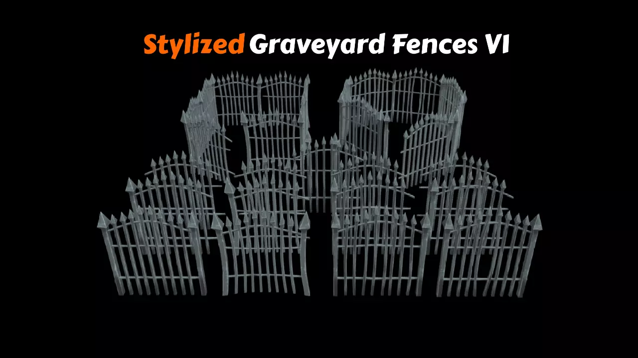 Free Stylized Graveyard Fences V1 Free 3D model
