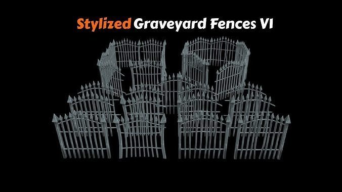 Free Stylized Graveyard Fences V1 Free 3D model