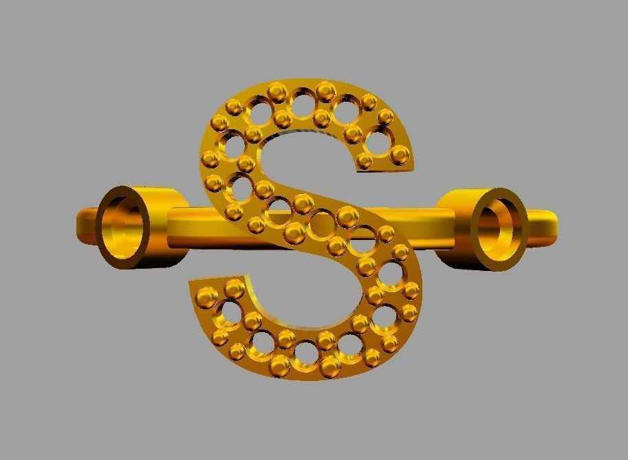 Diamond Letter Ring - S 3D print model_9