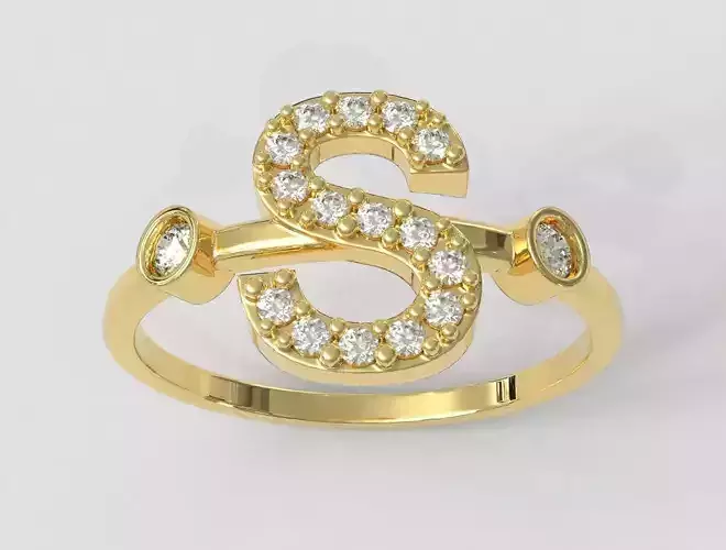 Diamond Letter Ring - S 3D print model