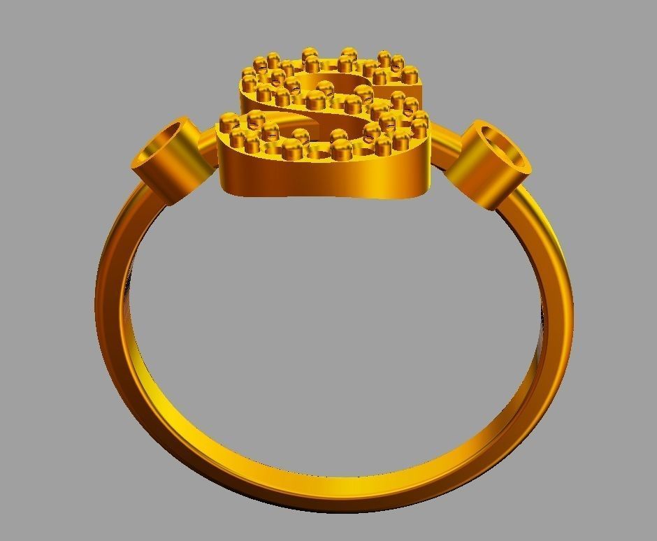 Diamond Letter Ring - S 3D print model_8