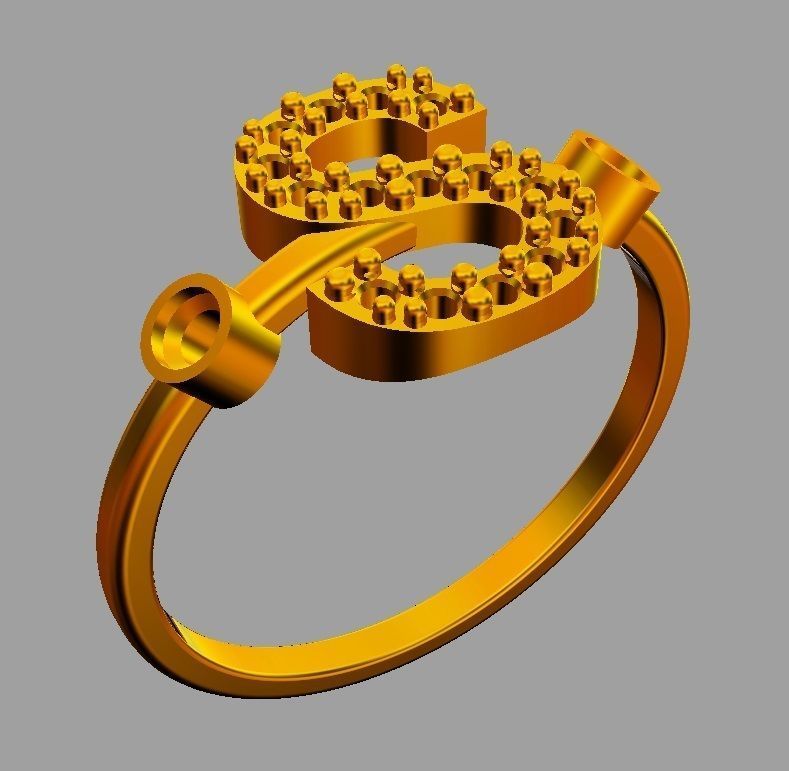 Diamond Letter Ring - S 3D print model_6