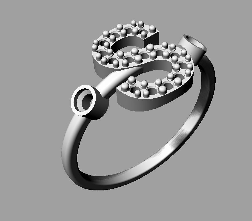 Diamond Letter Ring - S 3D print model_14