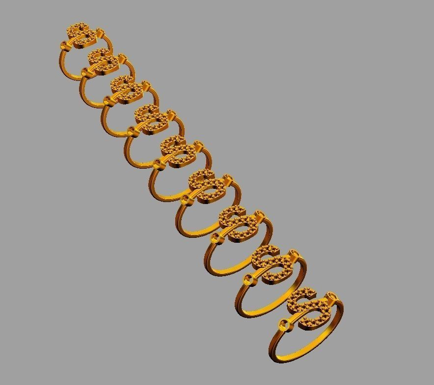 Diamond Letter Ring - S 3D print model_4