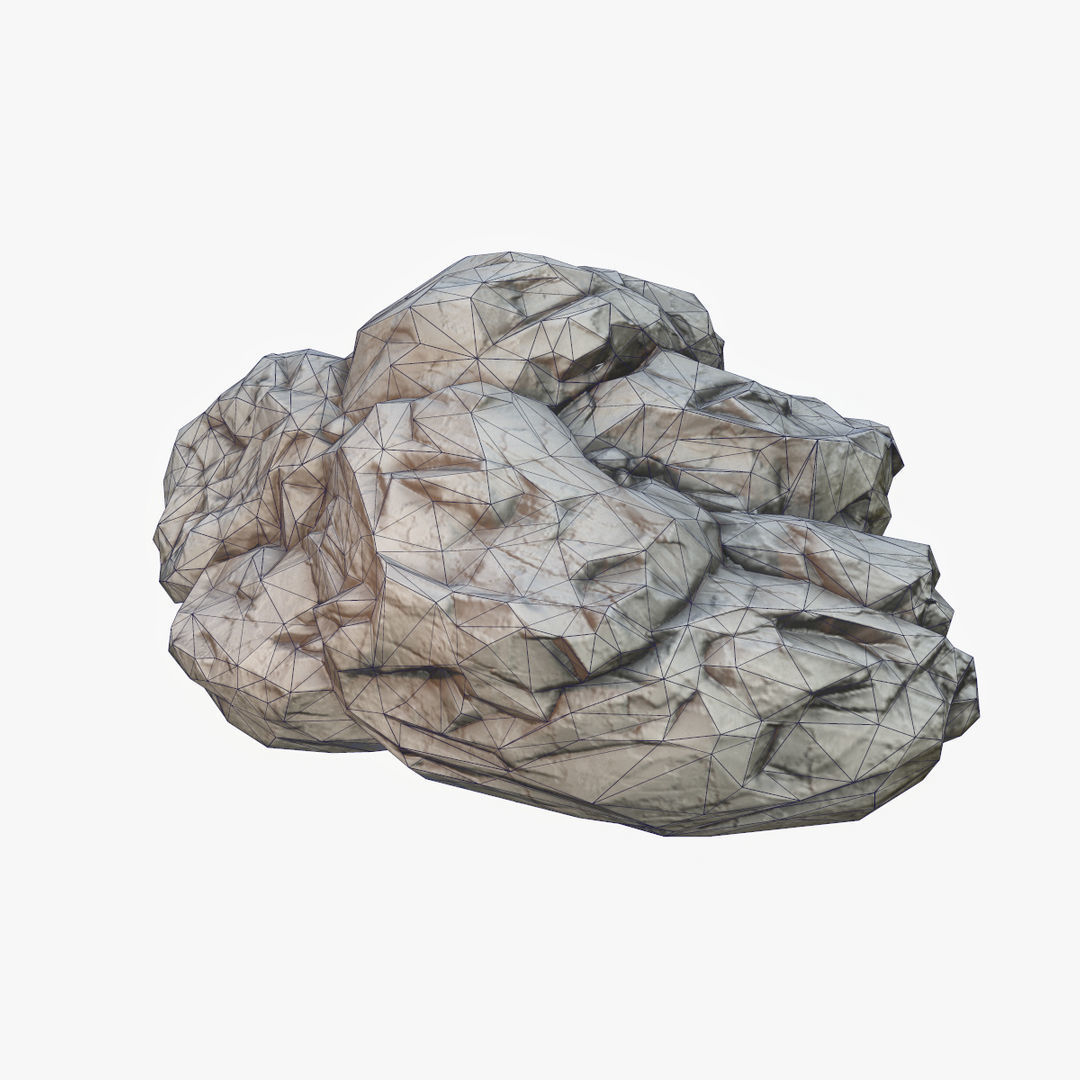 Mossy Boulder 3 Low-poly 3D model_10