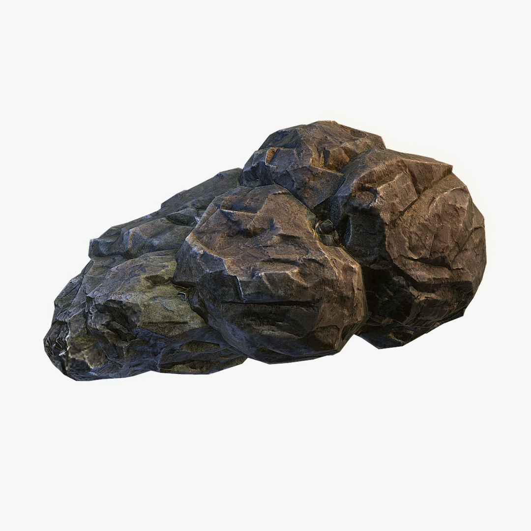 Mossy Boulder 3 Low-poly 3D model_4