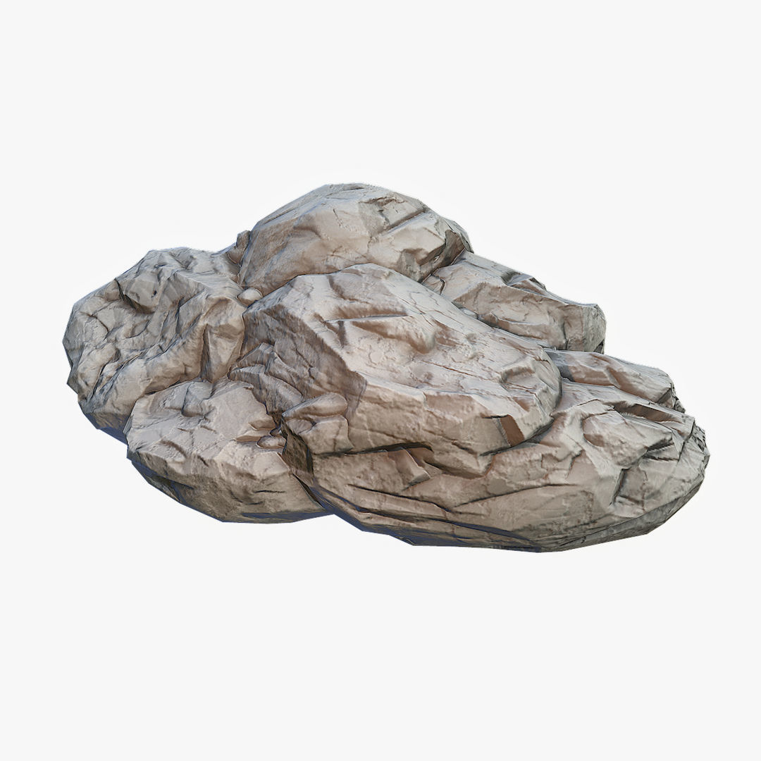 Mossy Boulder 3 Low-poly 3D model_6