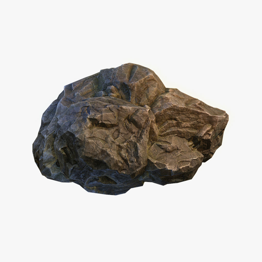 Mossy Boulder 3 Low-poly 3D model_5