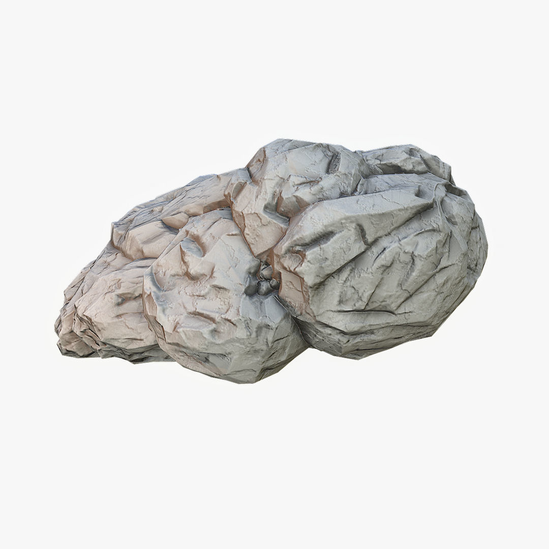 Mossy Boulder 3 Low-poly 3D model_7