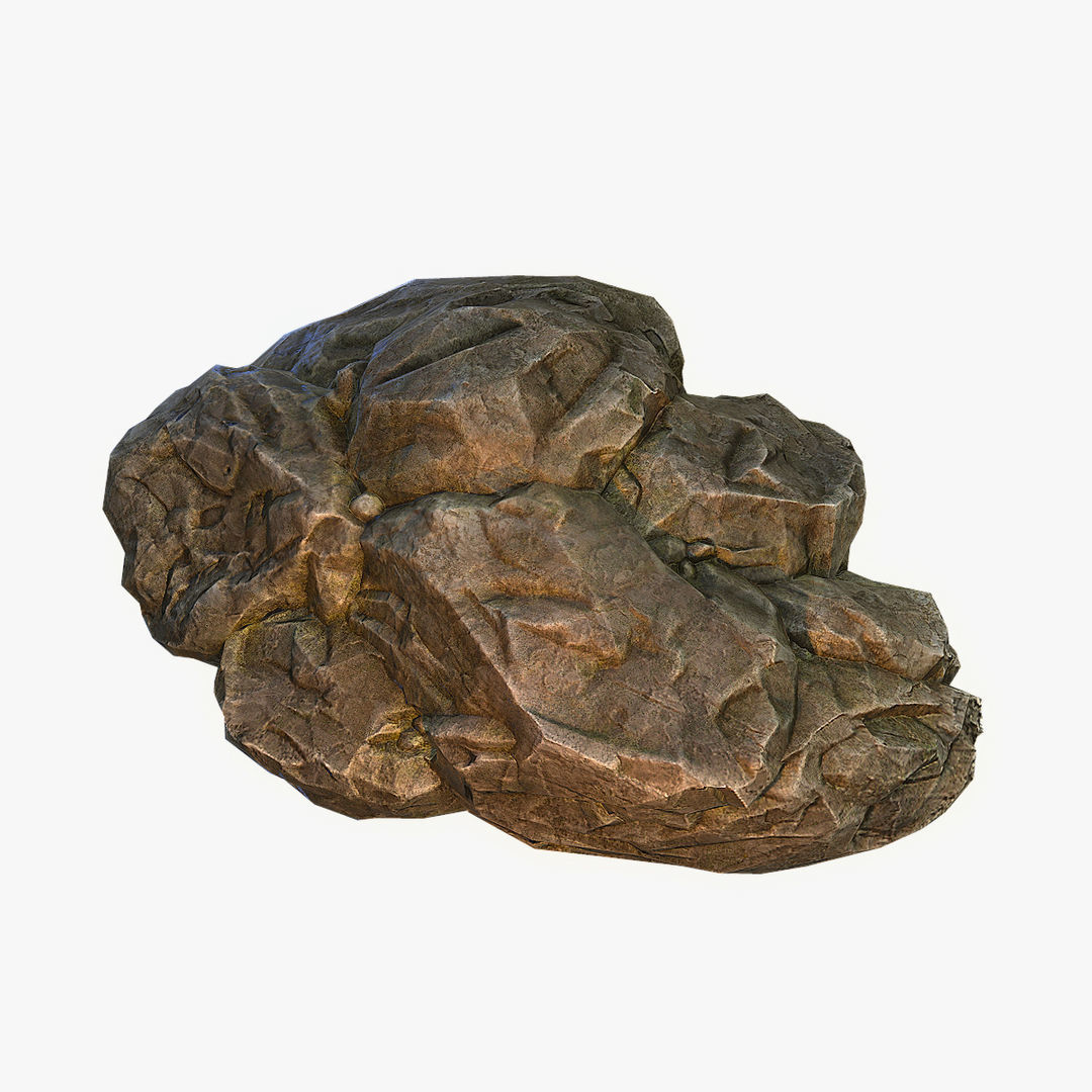 Mossy Boulder 3 Low-poly 3D model_1