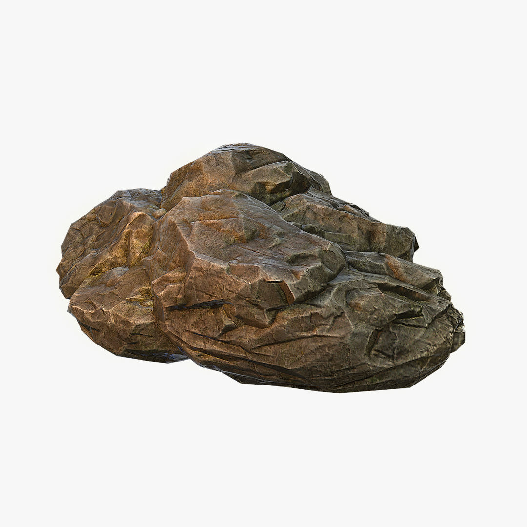 Mossy Boulder 3 Low-poly 3D model_2