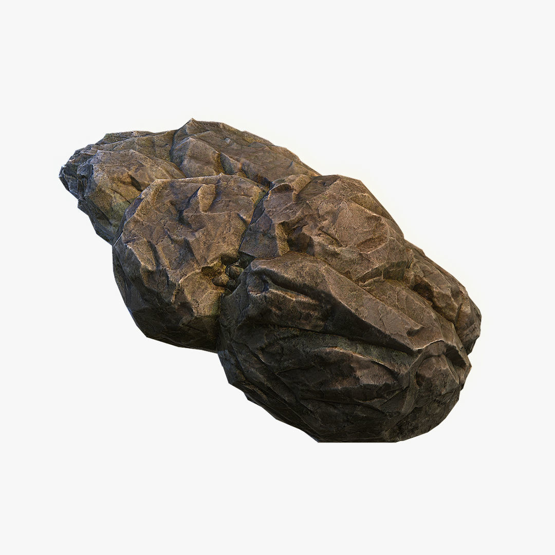 Mossy Boulder 3 Low-poly 3D model_3