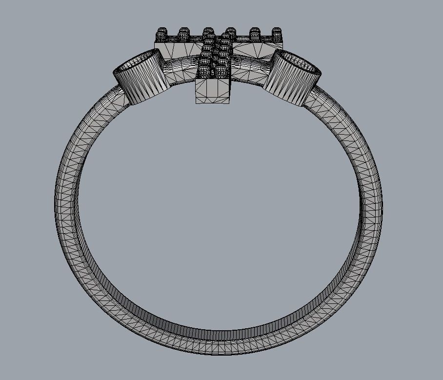 Diamond Letter Ring - T 3D print model_13
