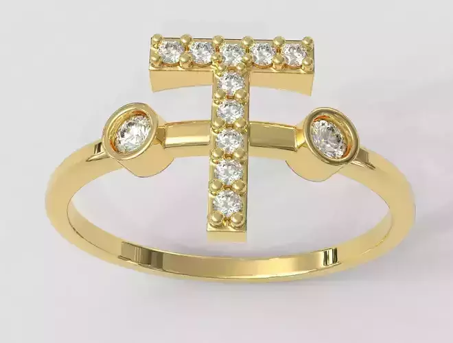Diamond Letter Ring - T 3D print model