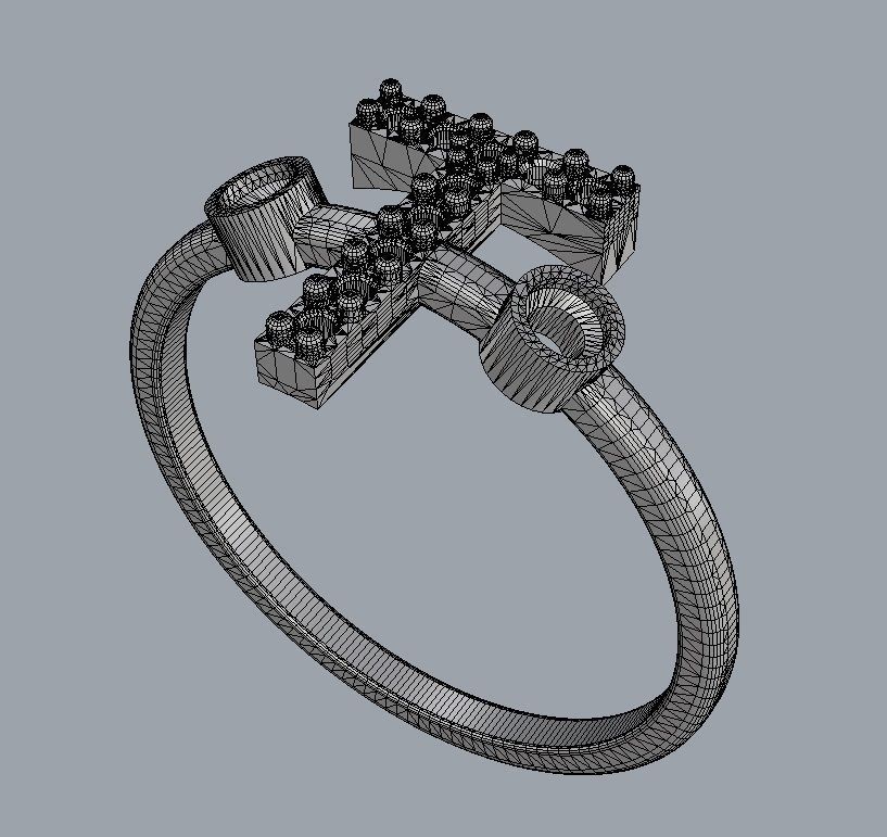 Diamond Letter Ring - T 3D print model_12