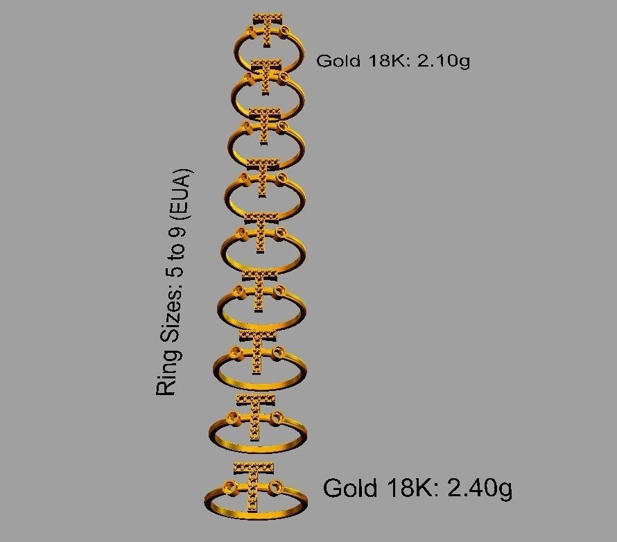 Diamond Letter Ring - T 3D print model_3