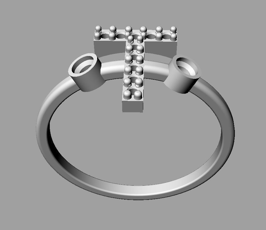 Diamond Letter Ring - T 3D print model_15